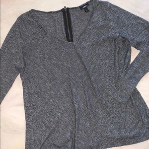 Gray V-Neck Sweater w/back Zipper